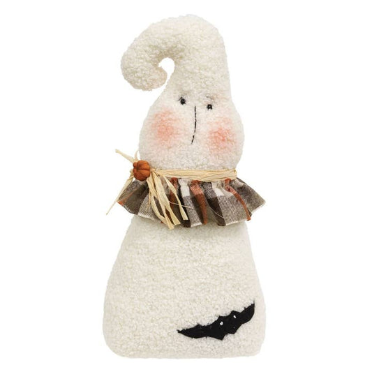 Edward the Cozy Country Halloween Ghost: Blushing Cheeks & Plaid Ruffles