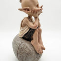 Fairy Garden Pixie and Frog on Rock 4" Miniature Resin Statuette, Figurine