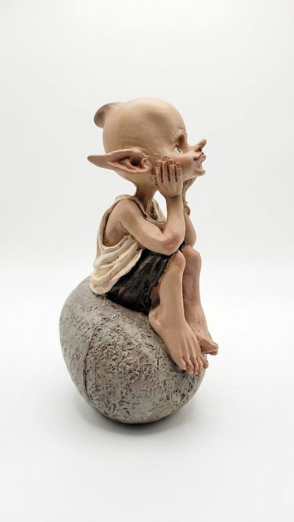 Fairy Garden Pixie and Frog on Rock 4" Miniature Resin Statuette, Figurine
