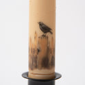 Crows on Fence Post Panorama 7" Led Timer Taper Candle and Black Holder Set
