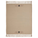Primitive Pip Berry & Black Star Woven Fringed Tan Throw Blanket 50x60