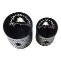 Shimmering Black Metal Christmas Tree Lanterns Woodland Wreath Candle Holder Set