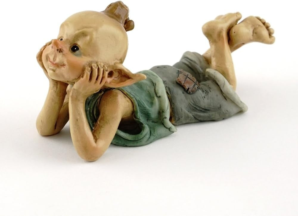Miniature Fairy and Terrarium Garden Pixie in Thought Statue, 1 1/4"