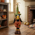 29" Primitive Tall Standing Crow Boy Figurine in Plaid Dress, Rustic Fall Decor