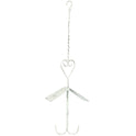 Distressed White Metal Heart Double Hook Fruit Feeder for Birds, 24"