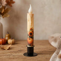 Sunflowers and Pumpkin Panorama 7" Led Timer Taper Candle and Black Holder Set