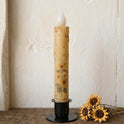 Sunflowers CInnamon/Clove Dusted 7" Led Timer Taper Candle and Black Holder Set