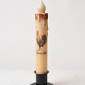 Rise and Shine Rooster 7" Led Timer Taper Candle and Black Holder Set