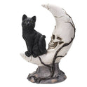 Black Cat on Skull Moon Statuette Mini 7.3" Gothic Desk Decor & Alchemy Display