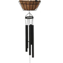 Flower Motif Metal Wind Chime with 6" Coco Mat Square Planter, 35.8"
