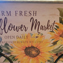 Farmhouse Sunflower Market Metal Wagon Planter, Rustic Galvanized Tin Flower Pot