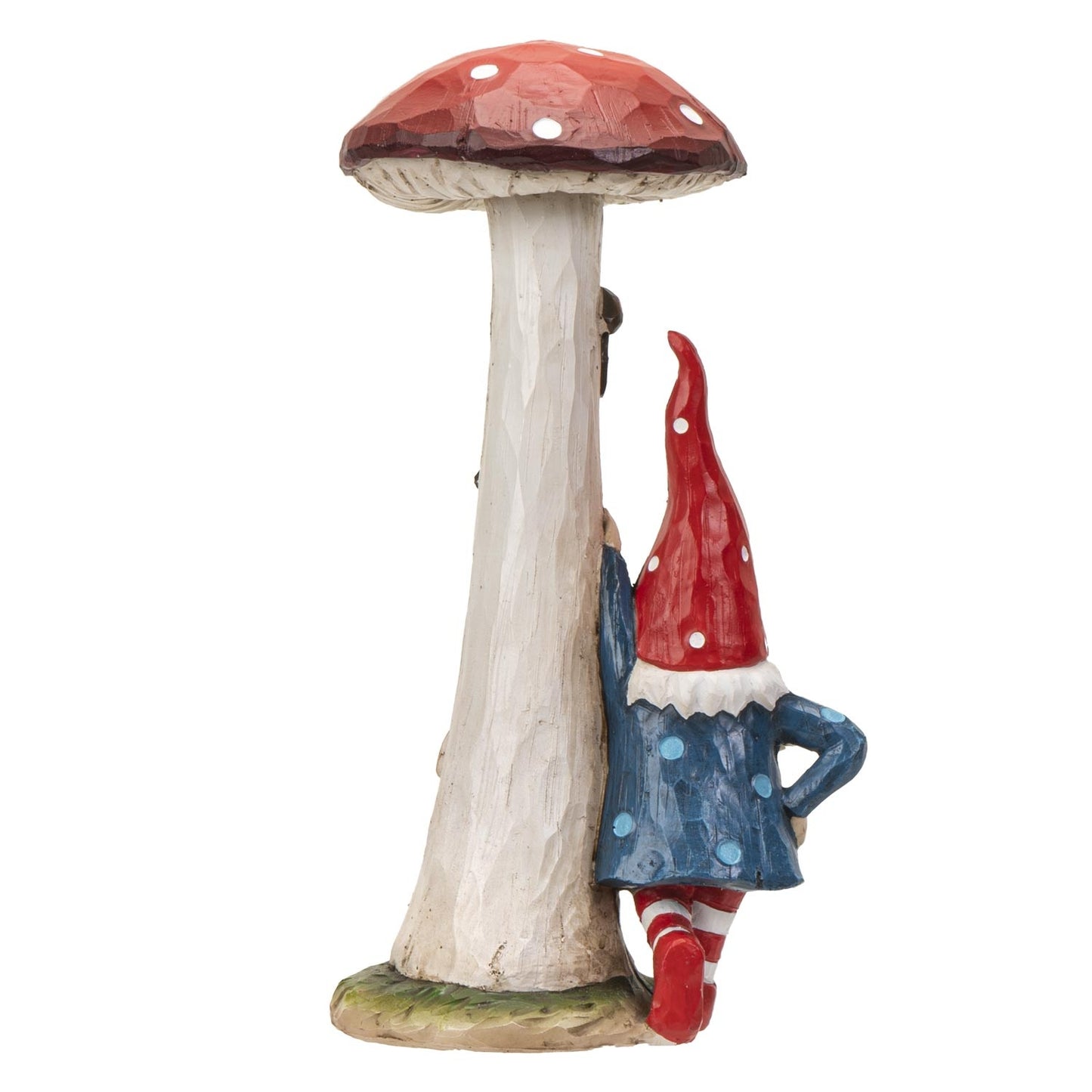 Fairy Garden Gnome with Tall Welcome Mushroom LED Toadstool House