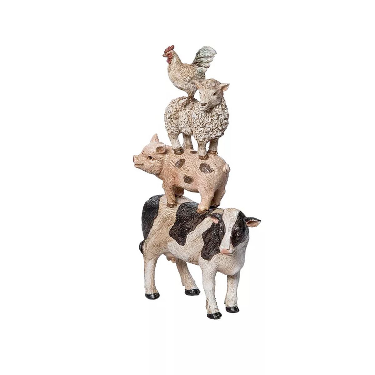 Country Farmhouse Stacked Farm Animals Miniature Figurine, Resin Statue