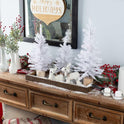 White Sisal Christmas Small Deer Set with Glitter Antlers, Holiday Shelf Decor