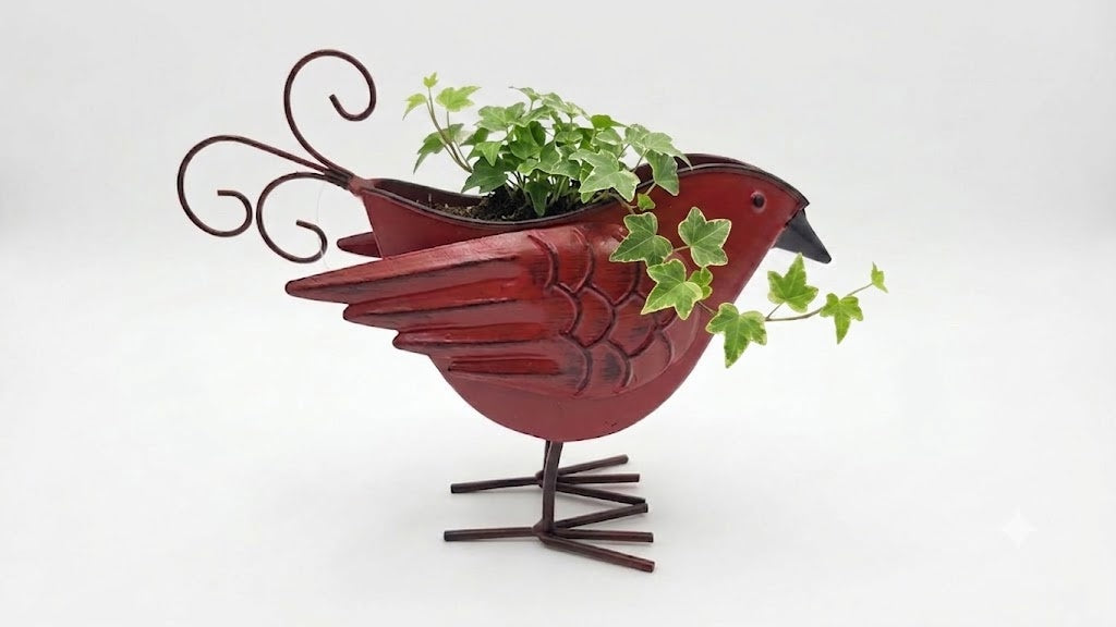 Red Cardinal Mini Small Decorative Succulent, Artificial Flower Planter, Holder