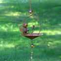 Hanging Animal Bird Feeder & Garden Mobile, Rustic Metal Yard Art in Rust