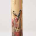 Rustic Primitive Bird & Floral 7" Timer Taper Candle with Black Metal Holder