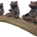 Meditating Buddha Yoga Frogs Sitting On Log Resin Statuette Home Decor, 10"