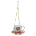 Victorian Rose Porcelain Teacup & Saucer Hanging Bird Feeder and Bath Bath