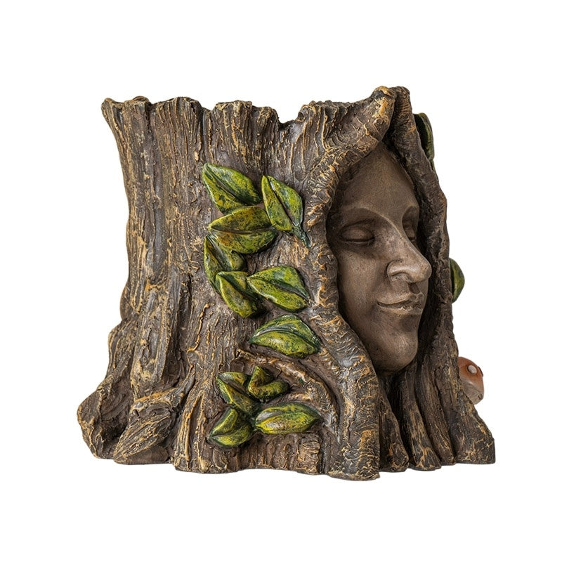 Enchanted Gaia Spirit Planter, 6" Floral Forest Goddess Tree Ent Sculpture