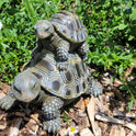 Stacked Turtles Figurine, Resin Tortoise 5 1/2" Small Statue, Garden Accent
