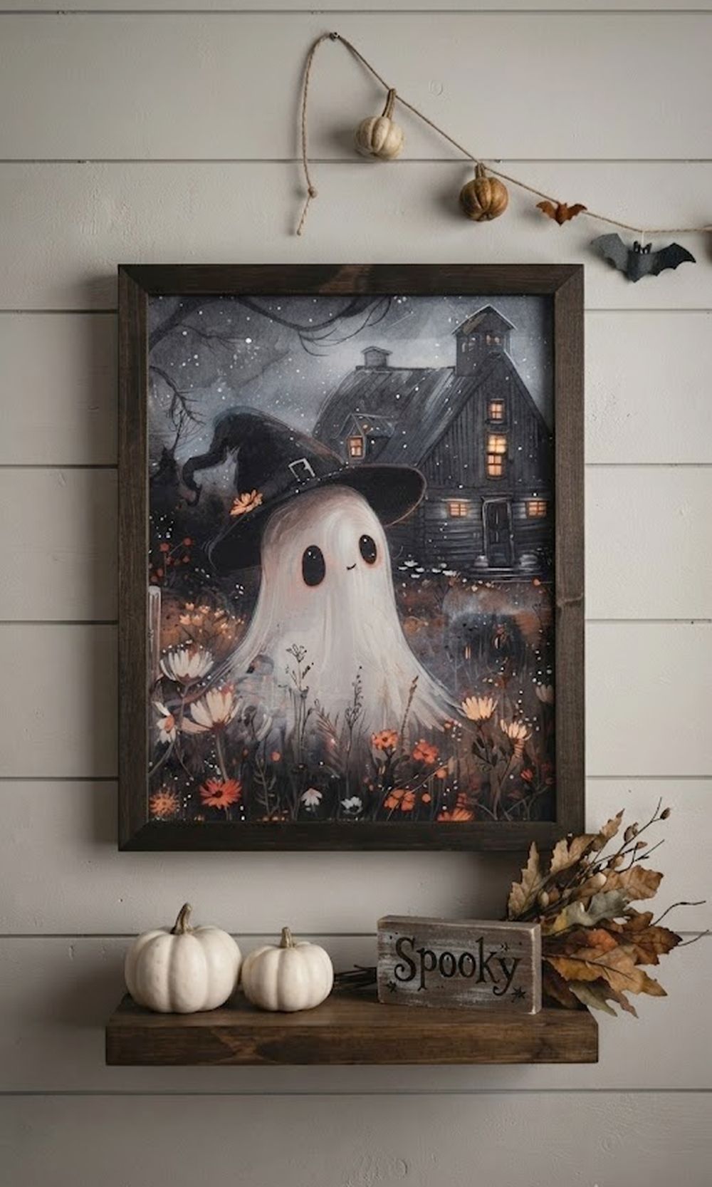 The Ghost's Secret Garden Halloween Wood Framed Wall Art, 11.75" X 9.5"