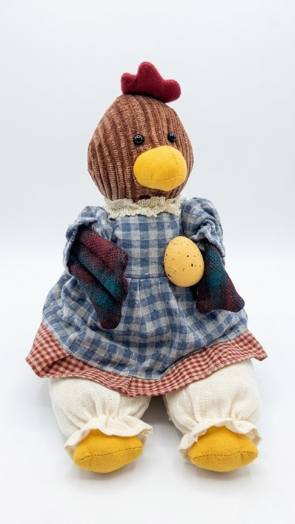 Barnyard Farmhouse Friends Dangle Legs Chicken 12" Plush Hen Fabric Shelf Sitter