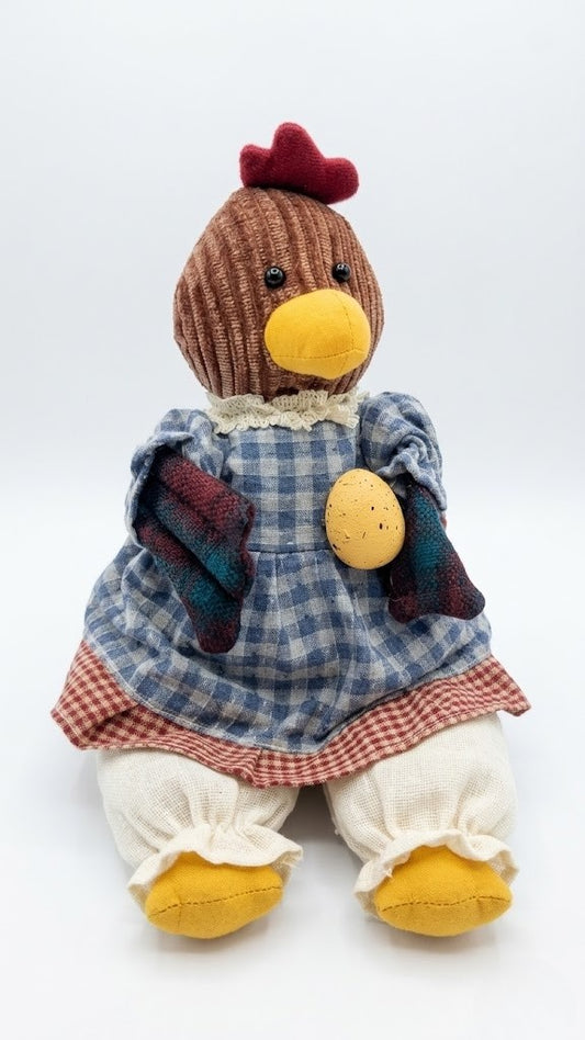 Barnyard Farmhouse Friends Dangle Legs Chicken 12" Plush Hen Fabric Shelf Sitter