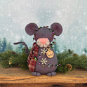 Swiss the Christmas Mouse Fabric Shelf Sitter with Decorative Bulbs & Scarf