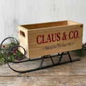 Claus & Co. 12" Wood Christmas Sleigh Crate – Primitive Farmhouse Holiday Decor