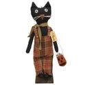 Oliver Standing Black Cat with Pumpkin Bag Trick or Treat Primitive Doll - 20"H