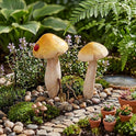 Miniature Fairy Garden and Terrarium Set of 2 Yellow Mushrooms, Ladybug Accent