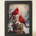 Winter Woodland Cardinals Framed Wall Art 17.5" x 13.5" Distressed Holiday Decor