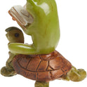 Miniature 2" Fairy Garden & Terrarium Frog Reading Book on Turtle Statue