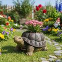 Heavyweight Cement Turtle Small Planter with Drain Plug, 9.3"