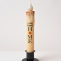 Home Sweet Home Primitive 7" Led Timer Taper Candle and Black Holder Set