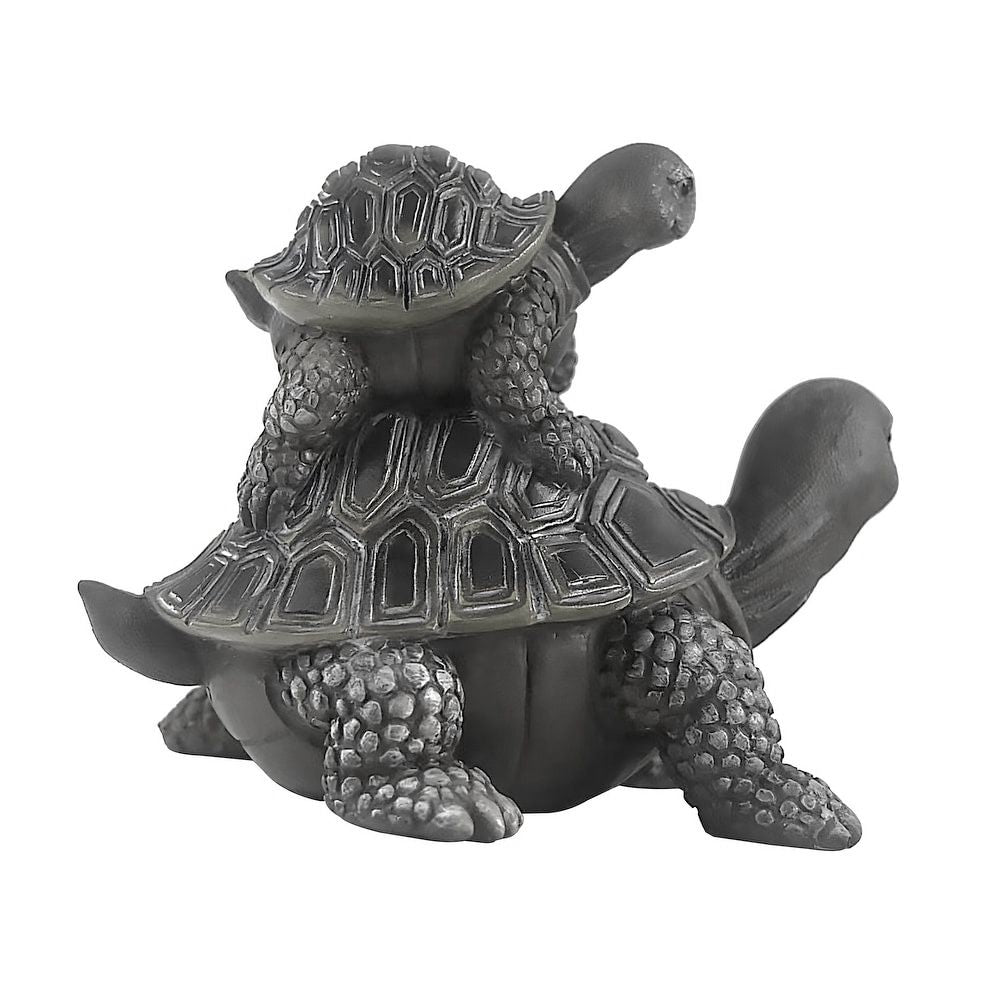 Stacked Turtles Figurine, Resin Tortoise 5 1/2" Small Statue, Garden Accent