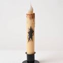 Primitive Star and Pip Berries 7" Led Timer Taper Candle and Black Holder Set