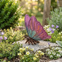 Colorful Purple and Turquoise Resin Sitting 6" Butterfly Garden Accent