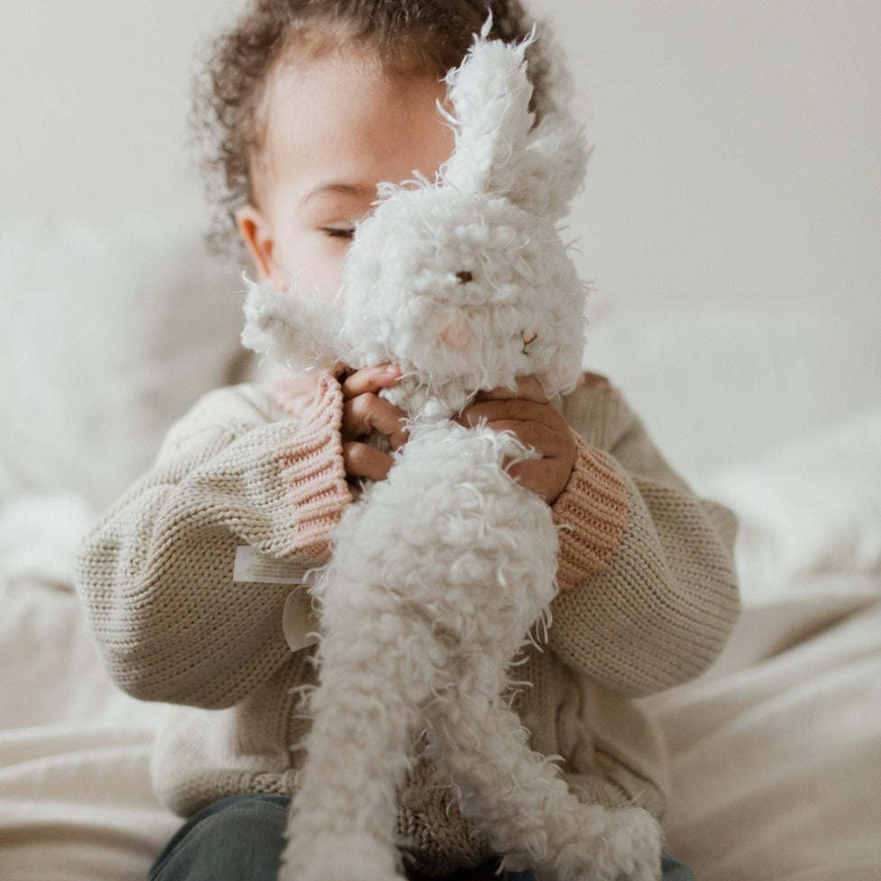 Bunnies By The Bay Cream Shaggy Hoppy Bunny, 12" Stuffed Plush Rabbit