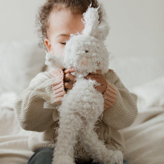Bunnies By The Bay Cream Shaggy Hoppy Bunny, 12" Stuffed Plush Rabbit