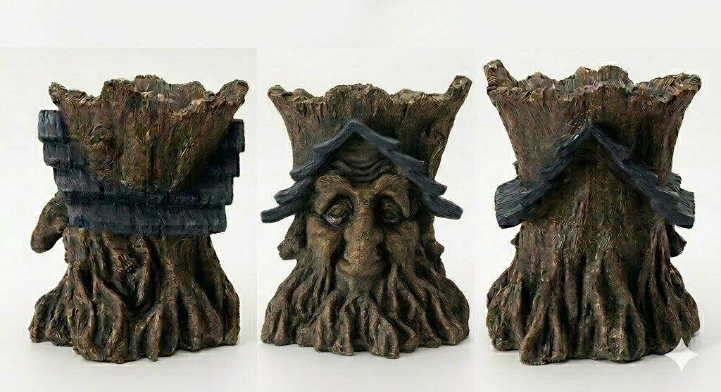 Wizard of the Woods Tree Spirit Detailed Resin Greenman 7" Flower Planter
