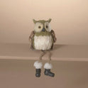 Hand-Crafted Sisal and Jute Wise Woodland Owl 12" Shelf Sitter in Light Green