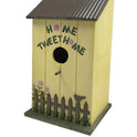 "Home Tweet Home" Whimsical Wooden Yellow Birdhouse with Metal Roof
