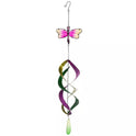 Pink and Yellow Dragonfly Colorful Wind Spinner Mobile with Pendant, 34"