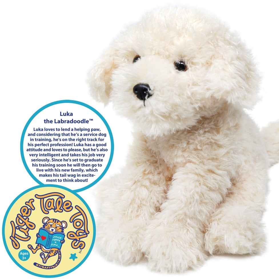 Luka the Labradoodle 12 Inch Stuffed Animal Plush Puppy Dog, Cream