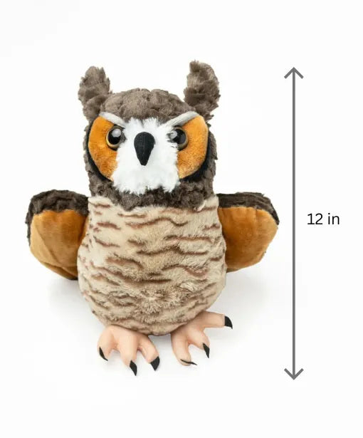 Great Horned Owl Realistic Plush, 12" Stuffed Animal, Wild Republic Cuddlekins