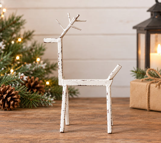 10" Primitive Rusted Metal Reindeer – Rustic Farmhouse Christmas Decor