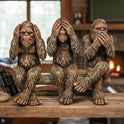 Bigfoot Trio Small Scale Resin Statue See No Evil, Hear No Evil, Speak No Evil