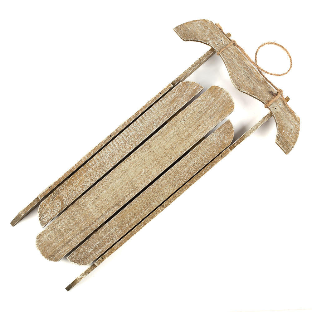 Primitive 14" Wooden Sleigh Wall Hanging Rustic Country Winter Christmas Sled